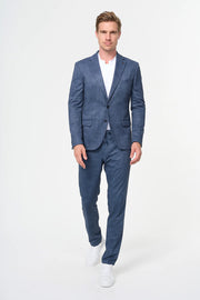 Jersey Suit With Drawstring Waist Pant in Navy
