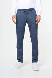 Jersey Suit With Drawstring Waist Pant in Navy