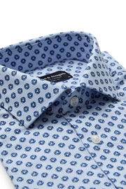 Barry Long-Sleeved Sport Shirt in Light Blue Print