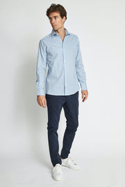 Barry Long-Sleeved Sport Shirt in Light Blue Print