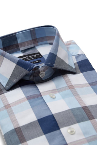 Newton Long-Sleeved Sport Shirt in Blue Plaid