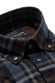 Tethys Long-Sleeved Sport Shirt in Brushed Navy Plaid