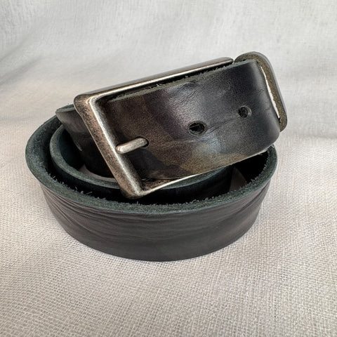 Leather Belt in Dark Teal Camo