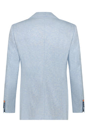 Single-Breasted, Structured Piqué Blazer in Light Blue