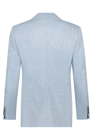 Single-Breasted, Structured Piqué Blazer in Light Blue