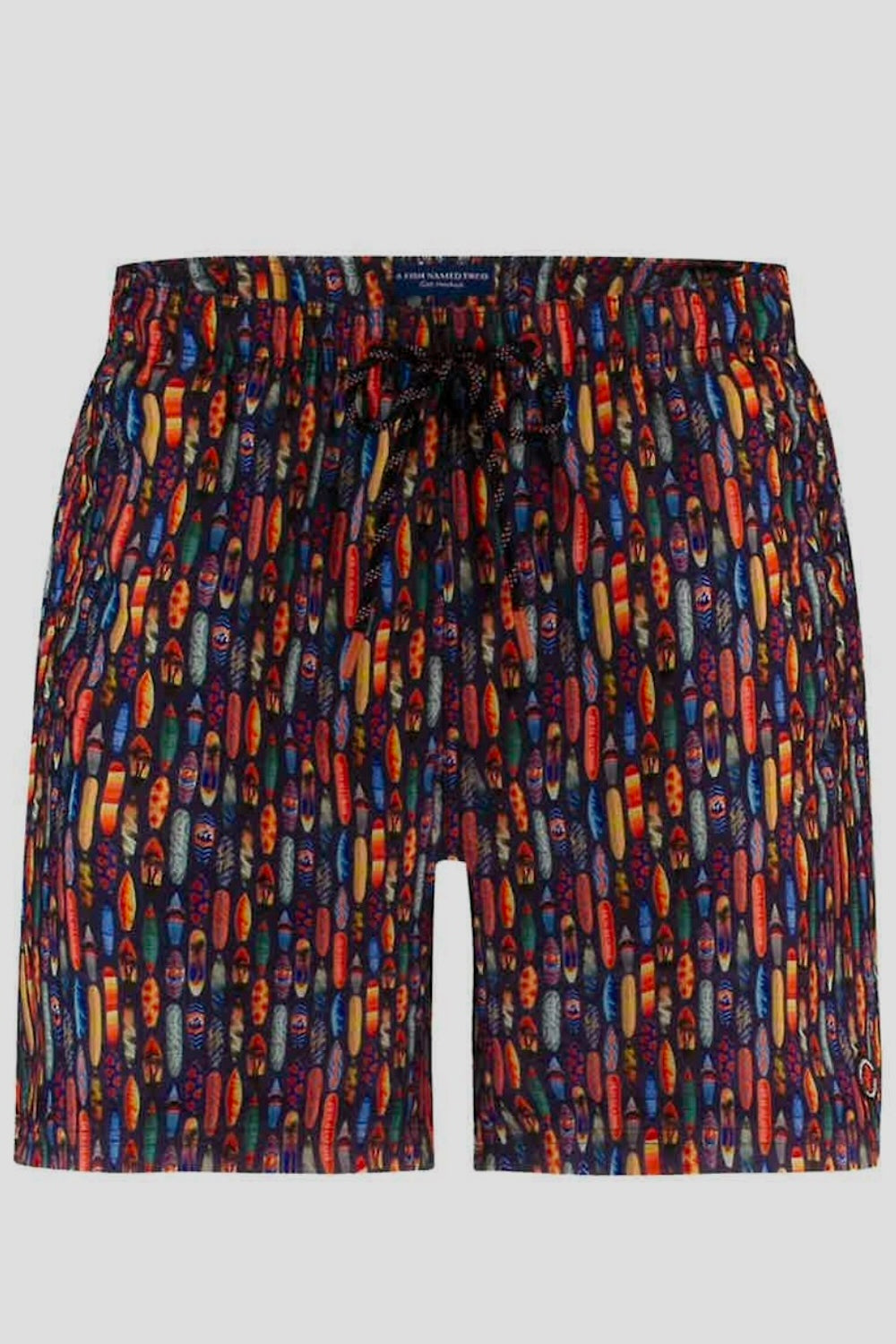 Swim Shorts with Surfboard Print in Navy – chrisjameskingston