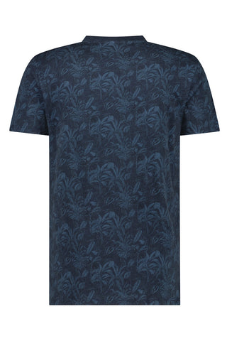 Short-Sleeved Leafs T-Shirt in Navy