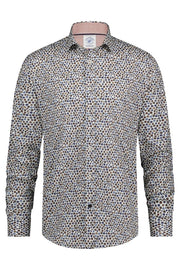 Long-Sleeved Sport Shirt in Off-White Rounds Print