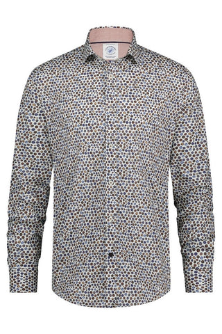 Long-Sleeved Sport Shirt in Off-White Rounds Print