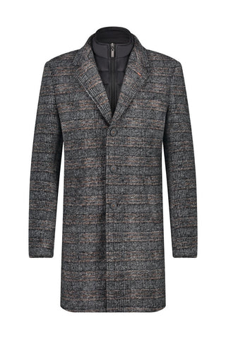 Overcoat in Dark-Grey Check