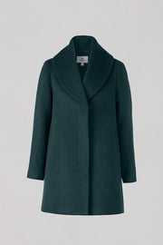 Elsa Wool Shawl Collar Coat in Midnight Forest