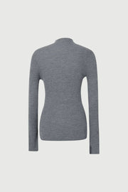 Fine Knit Wool Sweater in Smoke Gray