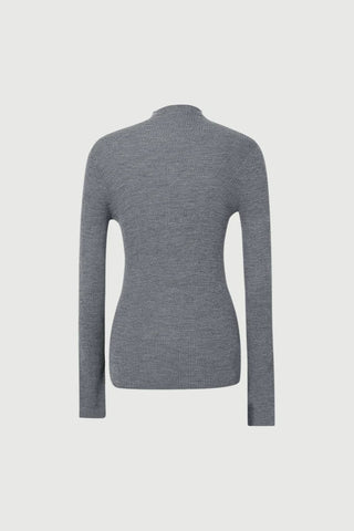 Fine Knit Wool Sweater in Smoke Gray