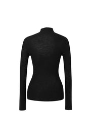 Fine Knit Wool Sweater in Black