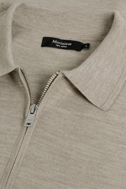 Half-Zip Polo Collar Mélange Jersey in 2 Colours