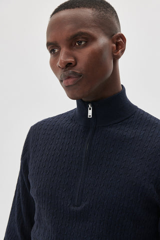 Mason Merino-Wool, Quarter-Zip Cable Sweater in 2 Colours