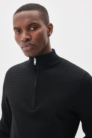 Mason Merino-Wool, Quarter-Zip Cable Sweater in 2 Colours