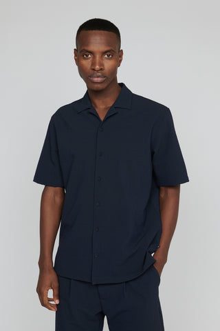 Emerson Short-Sleeved Sport Shirt in Dark Navy