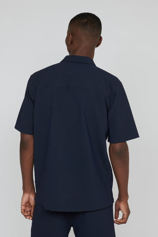 Emerson Short-Sleeved Sport Shirt in Dark Navy