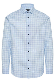 Marc Long-Sleeved Sport Shirt in Chambray Blue Medallion