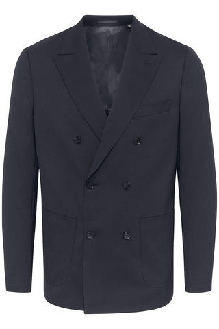 Garet Double-Breasted Blazer in Dark-Blue Salute Cavalry Twill