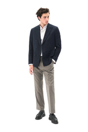 Garet Double-Breasted Blazer in Dark-Blue Salute Cavalry Twill