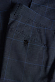 Las Pants in Dark Navy Mélange Windowpane Check