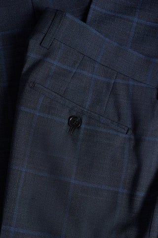 Las Pants in Dark Navy Mélange Windowpane Check