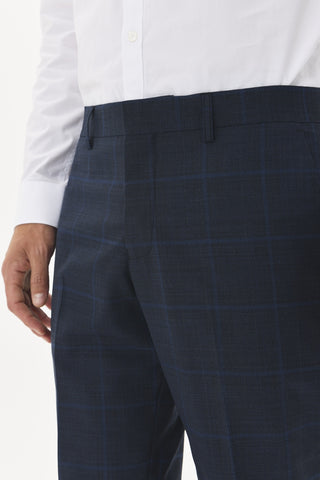 Las Pants in Dark Navy Mélange Windowpane Check