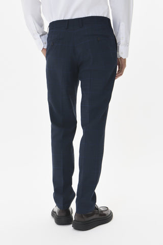 Las Pants in Dark Navy Mélange Windowpane Check