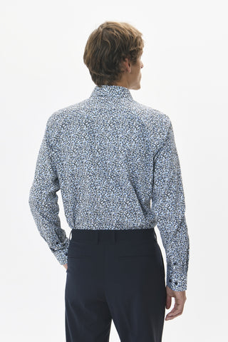 Trostol Long-Sleeved Sport Shirt in Salute Dark-Navy Abstract Print