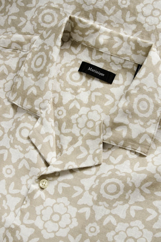 Klampo Short-Sleeved Convertible-Collar Shirt in Plaza Taupe Print