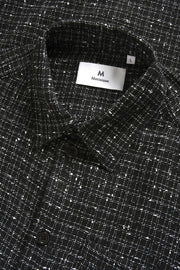 Franjo Short-Sleeved Shirt in Black With Micro-Grid Check