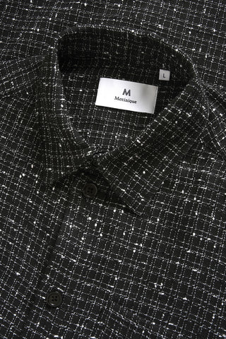Franjo Short-Sleeved Shirt in Black With Micro-Grid Check