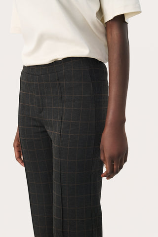 Pontas Pant in Dark-Grey Small Check and Grey Windowpane Check