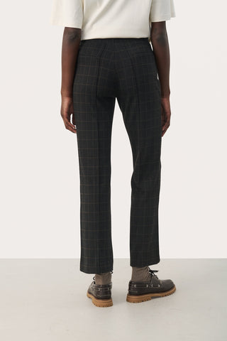 Pontas Pant in Dark-Grey Small Check and Grey Windowpane Check