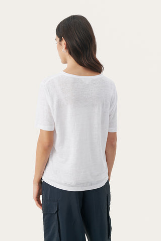 Emme Short-Sleeved Linen T-Shirt in Bright White
