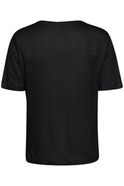 Emme Short-Sleeved Linen T-Shirt in Black