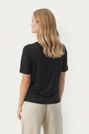 Emme Short-Sleeved Linen T-Shirt in Black