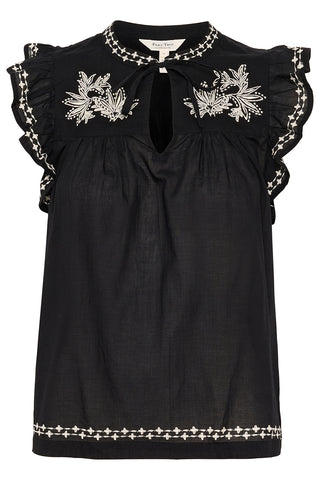 Gundborg Embroidered Top in Black