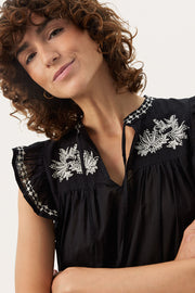 Gundborg Embroidered Top in Black