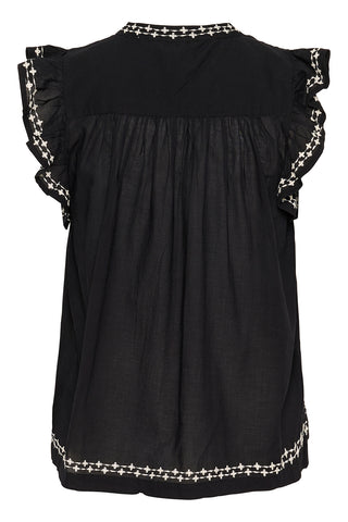 Gundborg Embroidered Top in Black