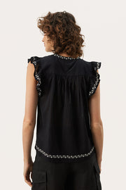 Gundborg Embroidered Top in Black