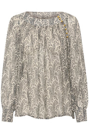 Laja Long-Sleeved Swing Top in French Oak Paisley Print