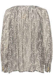 Laja Long-Sleeved Swing Top in French Oak Paisley Print