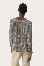 Laja Long-Sleeved Swing Top in French Oak Paisley Print