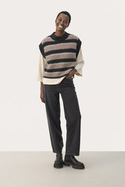 Landa Sweater Vest in Mink Mélange Stripe