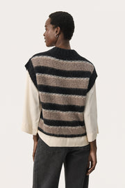 Landa Sweater Vest in Mink Mélange Stripe