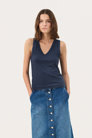 Nikkia Sleeveless T-Shirt in After Midnight Dark Blue