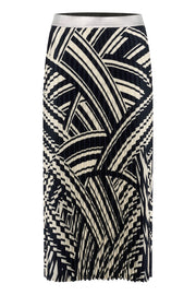 Nisma Midi Skirt in After Midnight Dark-Blue Graphic Stripes